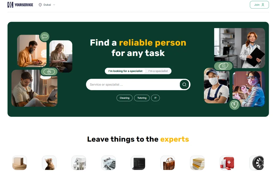 Yourservice loyihasi skrinshoti